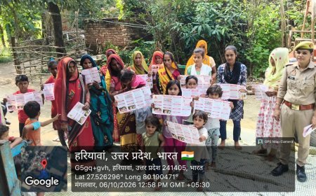 हरदोई में मिशन शक्ति अभियान के तहत जागरूकता चौपाल: हरियावां पुलिस ने महिलाओं को बताए हेल्पलाइन नंबर और सरकारी योजनाएं