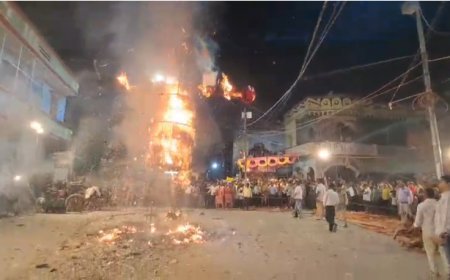 शाहाबाद रामलीला में रावण वध का जीवंत मंचन: प्रभु श्रीराम के 31 बाणों से सूखा अमृत, गूंजा जयकारा