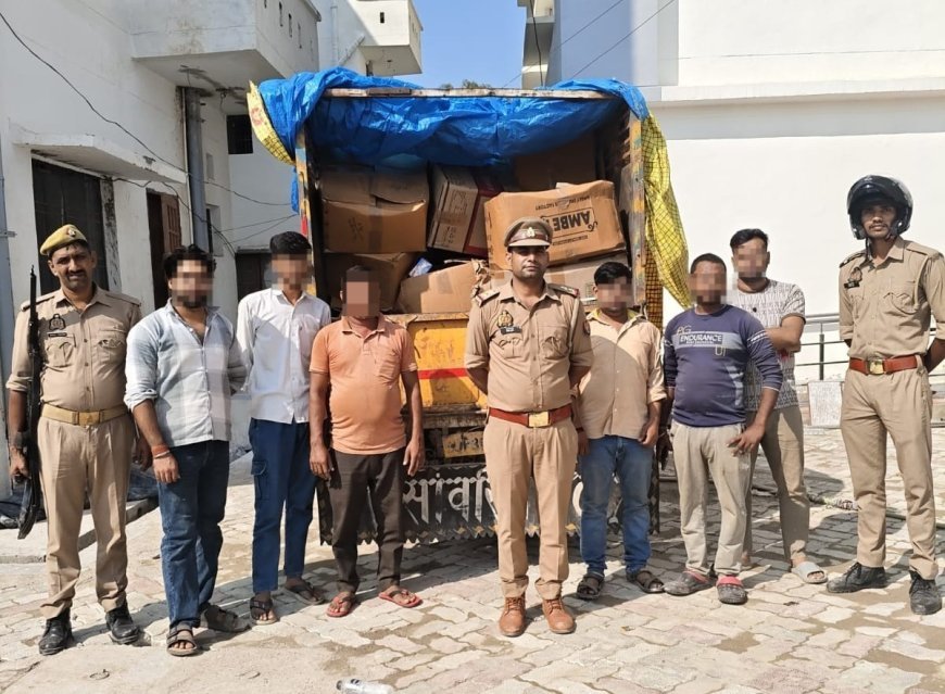 हरदोई: आगामी त्योहारों से पहले अवैध पटाखों की बड़ी खेप पकड़ी गई, पिकअप वाहन सहित 6 आरोपी गिरफ्तार