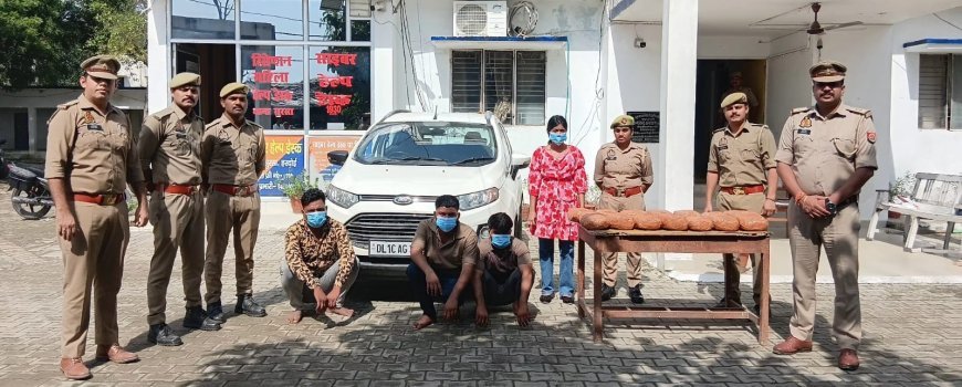 हरदोई में कार से 14 किलो गांजा बरामद, महिला सहित चार अंतरजनपदीय तस्कर गिरफ्तार