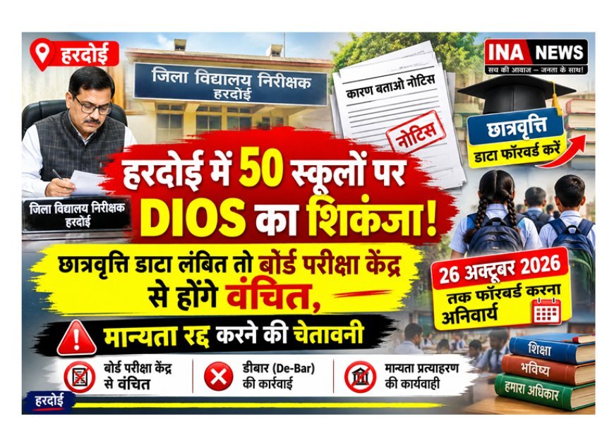 Education News: हरदोई में 50 स्कूलों पर DIOS का शिकंजा! छात्रवृत्ति डाटा लंबित तो बोर्ड परीक्षा केंद्र से होंगे वंचित, मान्यता रद्द करने की चेतावनी