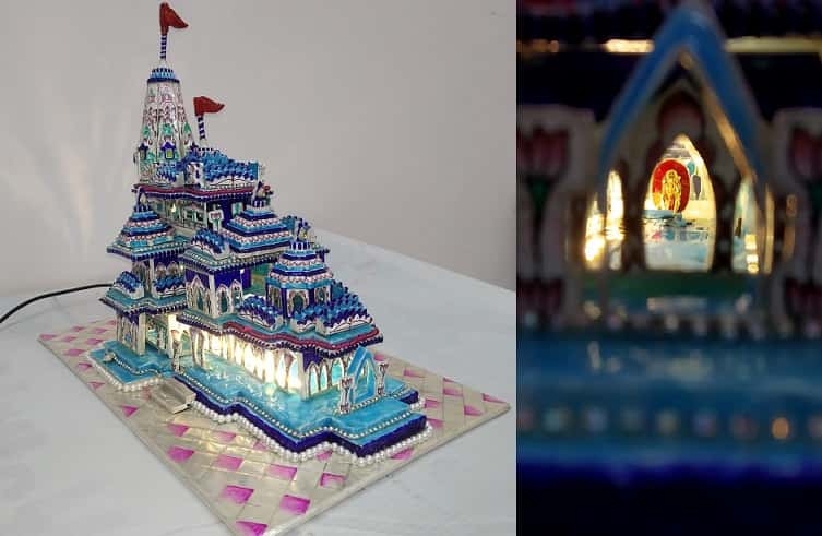 Varanasi News The artisan from Kashi made a replica of Shri Ram Temple in 108 days with gold, silver and diamonds.