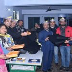 distribution-of-sweets-and-blankets-by-the-party-on-making-sanjay-singh-a-rajya-sabha-mp